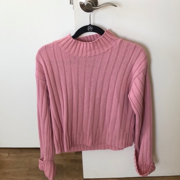 NASTYGAL | Pink Soft Ribbed Mock Neck Sweater - Picture 2 of 3